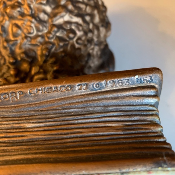 1963 Heavy Owl Composite Bookend Glass Like Eyes Universal Statuary Chicago - Picture 9 of 10